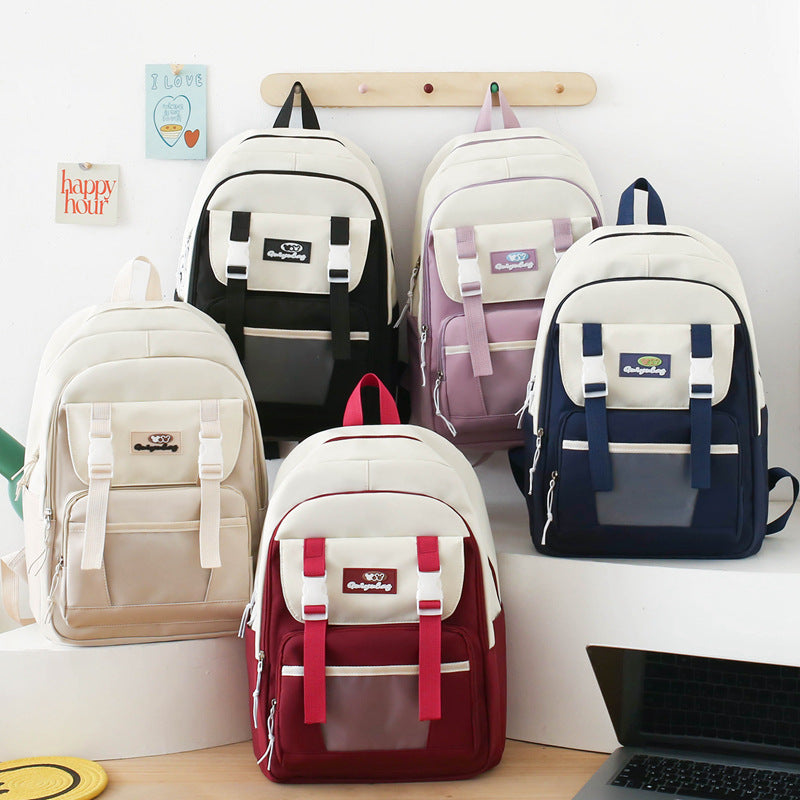 School bag, primary and secondary school student backpack 2025 new large-capacity four-piece set, school bag, tutoring bag, fashionable student backpack.