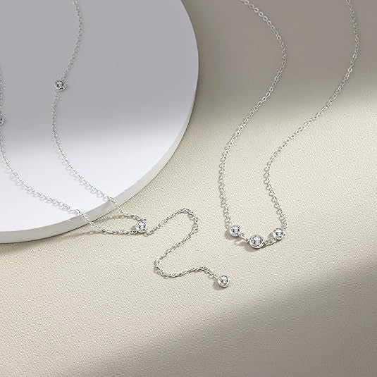 New european and american hot-selling long double-layer necklace for women, high-end design, unique cubic zirconia pendant necklace
