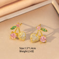 [set] sweet copper inlaid with zirconium and full diamond cherry necklace for women, earrings, versatile and elegant, high-end clavicle chain jewelry
