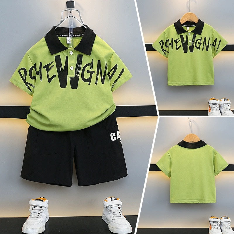 Boys' short-sleeve outfit set - new  summer collection: athletic two-piece set for young boys (sizes for toddlers to pre-teens)