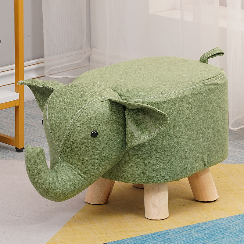Elephant stool - kids' animal stool - solid wood shoe bench - creative small stool - home living room cartoon cute low stool