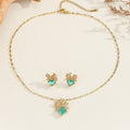 Titanium steel necklace women's bow pendant earrings ring light luxury high-end inlaid clavicle chain earrings jewelry wholesale