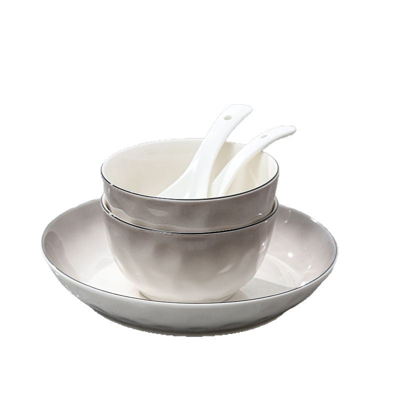 Gradient gray appearance underglaze color ceramic tablewarefor homeceramic bowl eating bowl good-looking bowl plate tableware suit