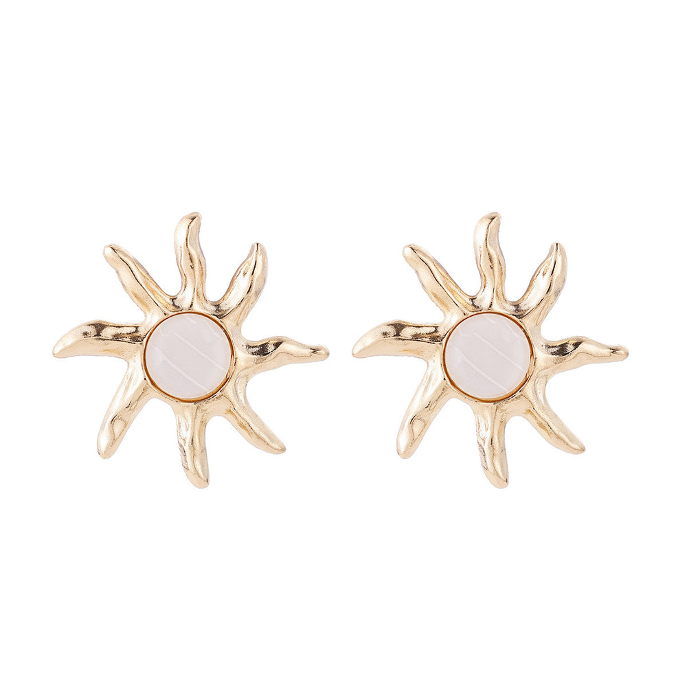 European and american cross-border retro sunflower irregular earrings, light luxury high-end heart geometric tassel fashion earrings