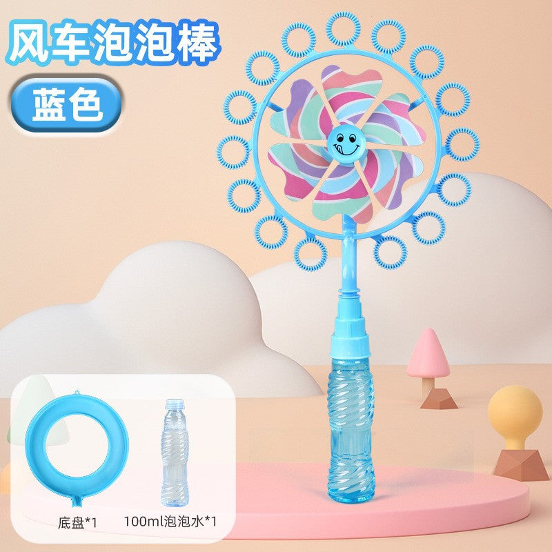 Free shipping bubble machine - viral sensation! windmill design, includes bubble solution, perfect for kids' outdoor fun. handheld bubble blower, great for street vendors and wholesale