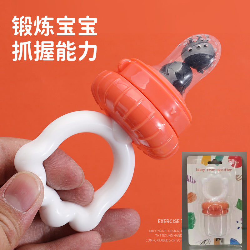 English card baby fruit and vegetable music fruit complementary food bite music cat paw shape pacifier silicone mesh bag pacifier