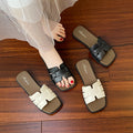 French flats internet celebrity square toe fashioneasiest for match one-line slippers new arrival summer style fairy braided outwear sandals women