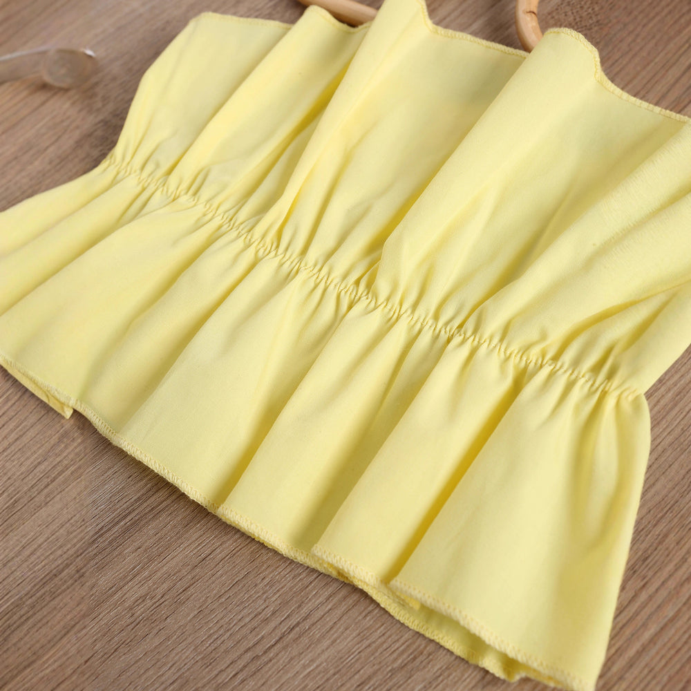 hot children's clothing suspender pleated stereo vest tops washed brushed denim shorts for girls and small children suit