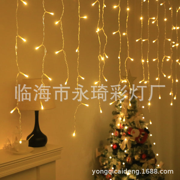 Ice bar light Solar LED light string Waterfall light string Copper wire Curtain light Holiday decoration Garden decoration light