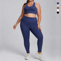 European and american nude feel plus size yoga outfit set - women's premium tight-fitting activewear two-piece set with pockets for fitness
