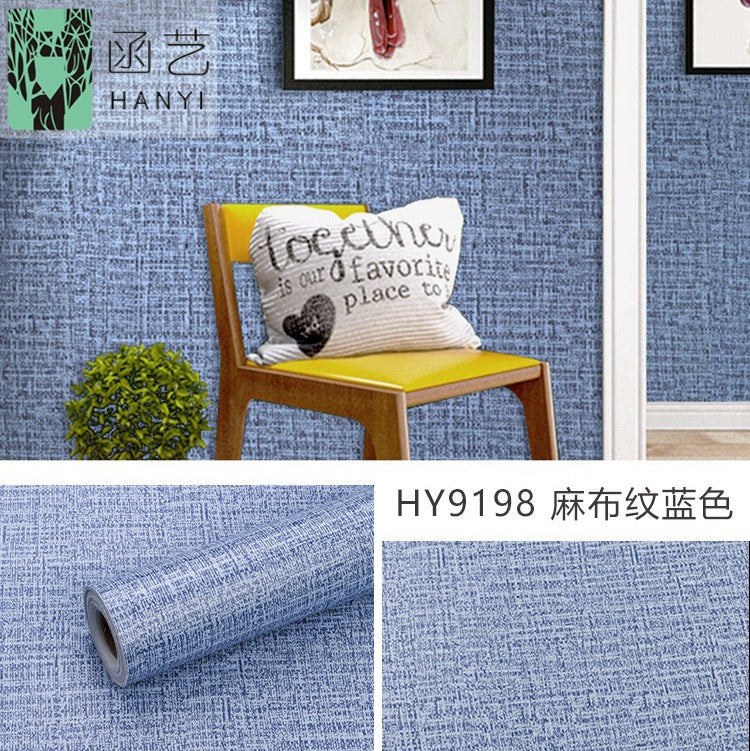Solid color linen pattern TV background wallpaper Plain wallpaper Self-adhesive bedroom living room wall decoration Waterproof wall covering