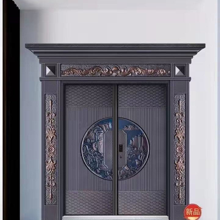 Zinc alloy door entrance door anti-theft door cast aluminum villa door double door grade a carved courtyard door wholesale