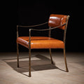 French medieval style armchair classy oil wax leather iron metal chair solid iron forged single sofa casual chair