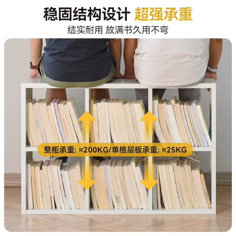 Freestanding steel bookcase for home use - modular grid design, wall-mounted or freestanding, multi-tier bookshelf, children's iron art storage rack