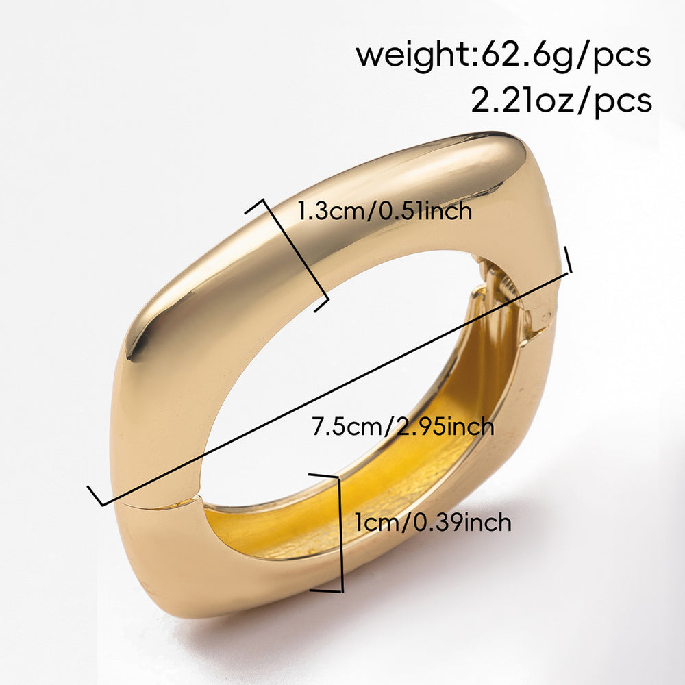 Wholesale shiny bangle bracelets - european & american style cross-border jewelry accessories - square, unique bangle - metal spring bracelet - open cuff for women