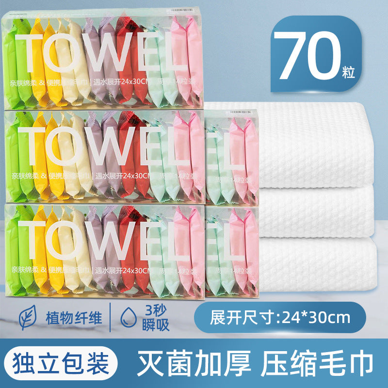 Disposable compressed towels for face washing - thickened, highly absorbent, large size - perfect for travel, business trips, and hotel stays - individually wrapped