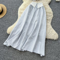 Dopamine pure desire hot girl suit women's summer stripes camisole tube top vest + high waistslimming look large swing skirt