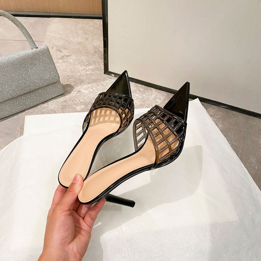 Wo transparent high heels women's 2026 new arrival niche design fashion pointed toe stiletto heel fairy shoes versatile summer sandals