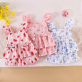 Children's clothing cross-border european and american girls watermelon pattern pink flying sleeve tops+shorts