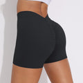Fashion nude stretch brushed yoga pants back v waist hip lifting belly tight shorts running sports fitness shorts