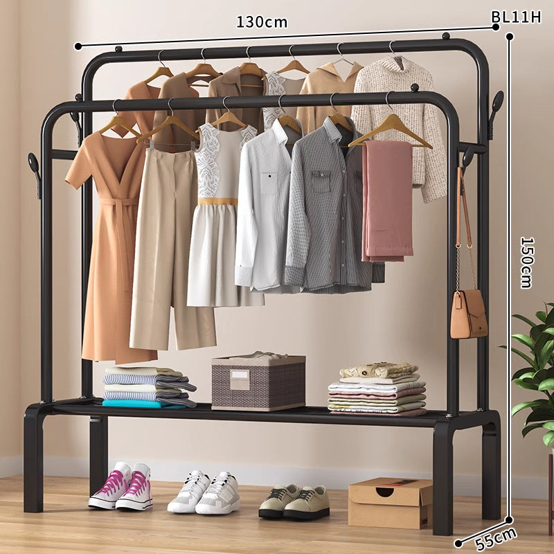 Clothes hanger floor-standing bedroom for home double-pole clothes drying rack clothes rack indoor clothes coat rack thickened balcony clothes pole