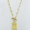 Tk european and american cross-border ins hip-hop trendy stylish ot buckle square brand flower pendant 14k gold-plated couple necklace