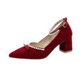 Bridal shoes 2022 new arrival red high heels french wedding shoes xiuhe wedding dress two-wear thick heel flats