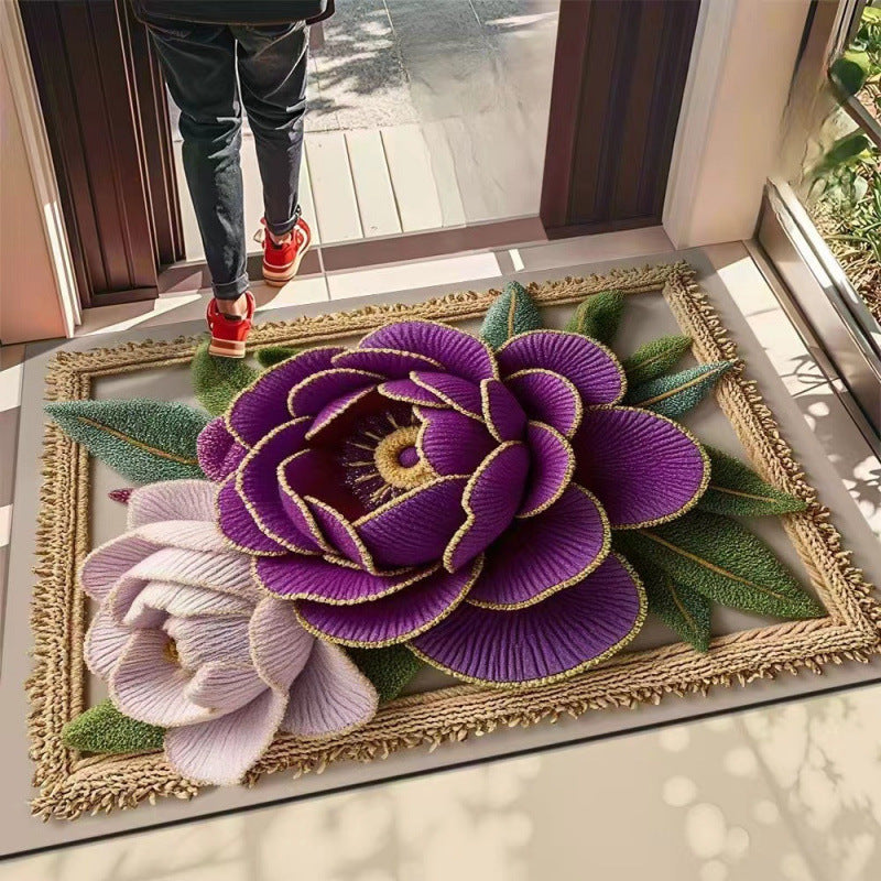 3d rose diatomite mat - absorbent, quick-drying, non-slip floor mat for bathroom, toilet, entrance, and doorways