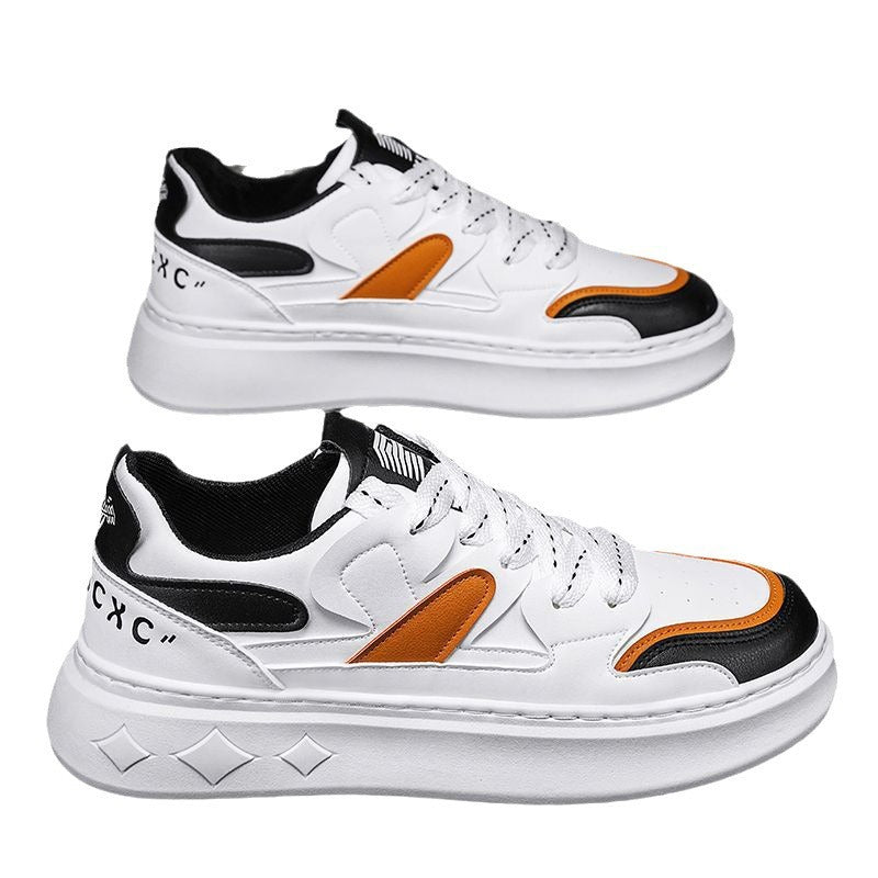 Men's winter trendy versatile low-top casual sneakers student sports thick-soled height-increasing white trendy shoes popular shoes