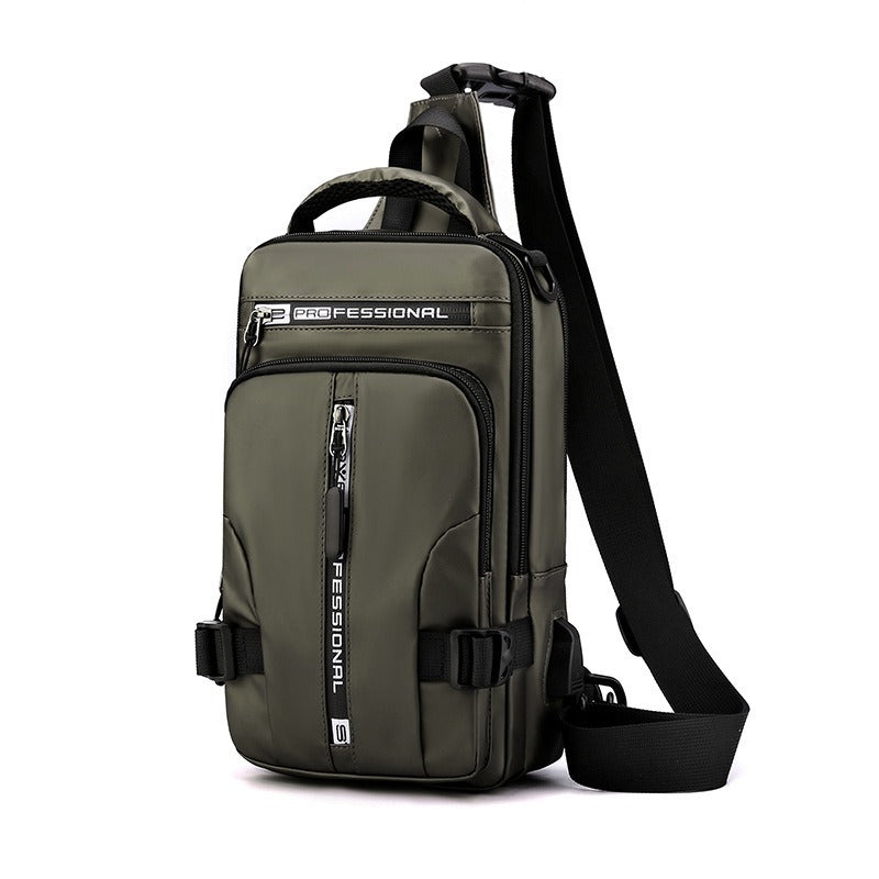 Cross-border new men's multi-functional breast bag fashionable and casual shoulder messenger bag strong and durable outdoor small backpack