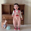 Autumn cherry two-piece overalls set - girls' outfit, new cartoon style, korean fashion, cute baby