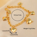 Women's 24k gold-plated copper bracelet - heart-shaped arabian style charm bracelet, everyday wear brass material