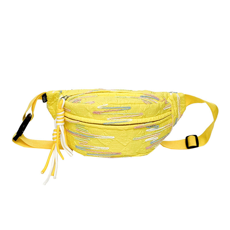 Cute and lightweight pleated breast bag Japanese ins small fresh student fanny pack female Mori girl niche messenger bag