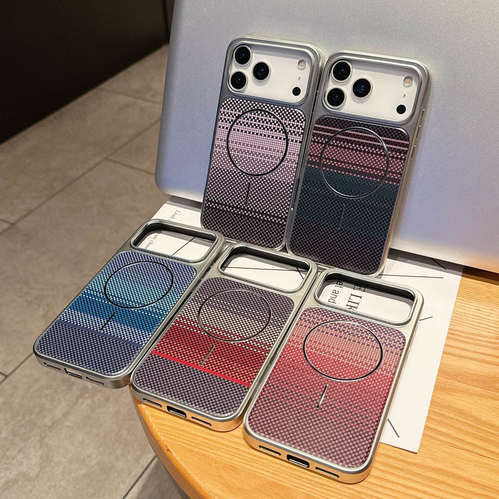 compatible iphone 17 pro gradient carbon fiber plaid phone case, apple 15 magnetic pc protective cover, iphone 16