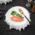 Creative irregular high round table plate white minimalist molecular gastronomy kitchen tableware round serving plate dessert sushi plate