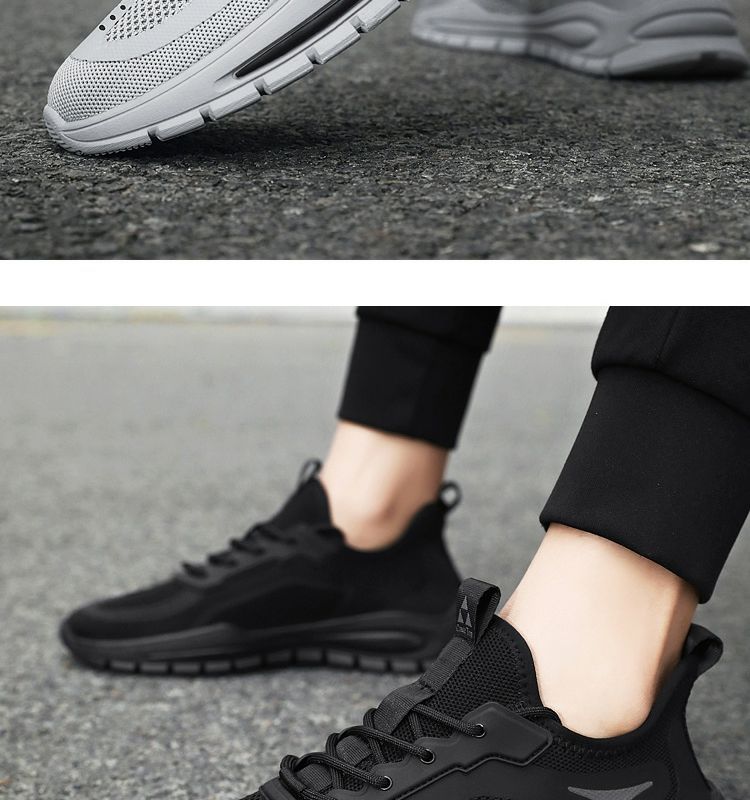 Men's shoes 2024 new summer breathable anti-odor mesh athletic casual shoes men's work black safety trendy shoes