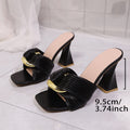 Plus sizeelegant square toe high heels 2026 thick heel metal buckle fashionsexysummernew arrivalexport sandals and slippers for women