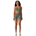 fashion seamless pure color high elastic tight peach back sports intimates yoga clothes three-quarter shortssuit for women
