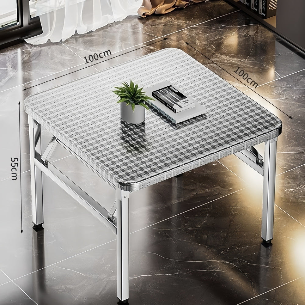 Extra thick stainless steel folding table - heavy duty, ideal for home, outdoor dining, commercial use, night markets, and bbq stalls