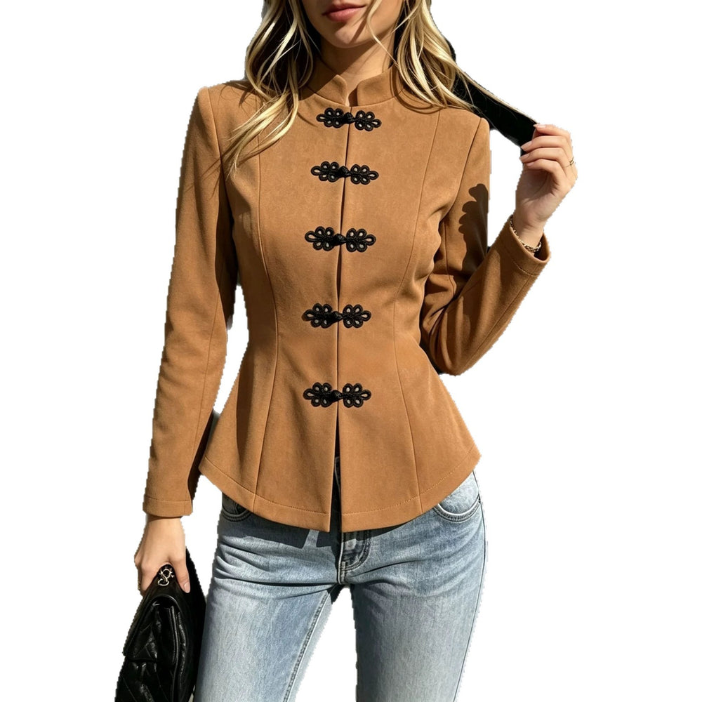 cross-border fashionexportfrenchretroelegance handicap design stand collar silm long sleeves suede outwear