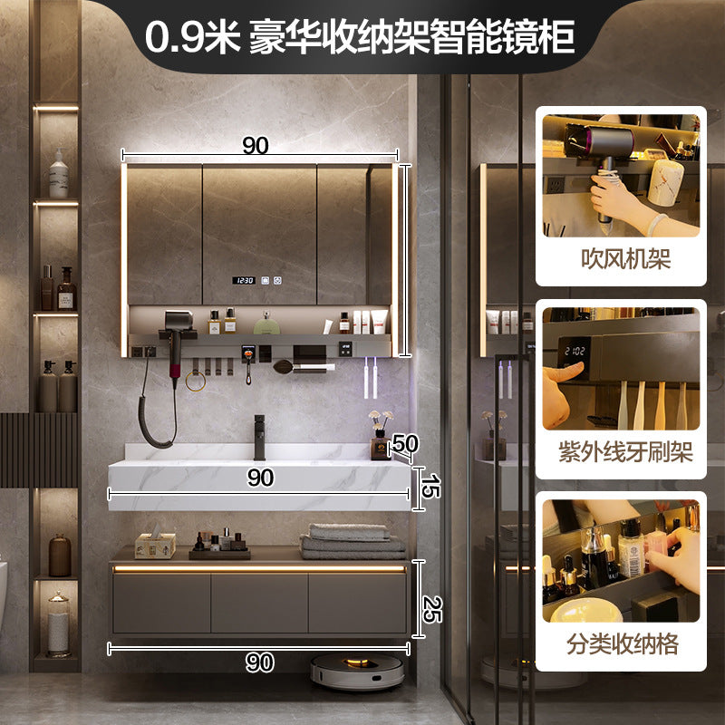 [Spot] Multifunctional storage rack, rock slab hot bending integrated basin, bathroom, washstand, face wash, bathroom cabinet combination