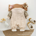 Newborn baby autumn/winter romper, full month baby lightweight cotton outfit, gentleman style korean fake two-piece lightweight cotton for baby boys