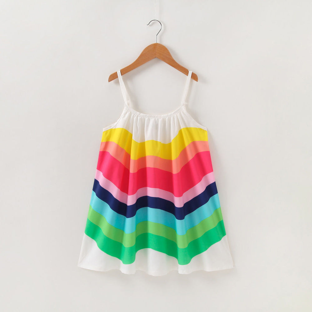 New girls' summer dress: korean style rainbow suspender dress - direct from the manufacturer, dropshipping available