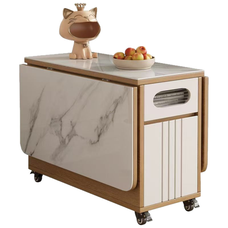 Multifunctional sofa corner table, side cabinet, foldable coffee table, slate dining table, dual-purpose living room trolley, movable tea table