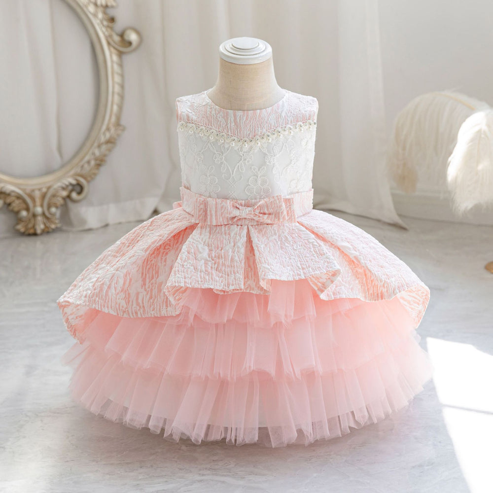 Export ready stock wholesale children's dresslace cake princess dress baby girl party evening dress kids dress