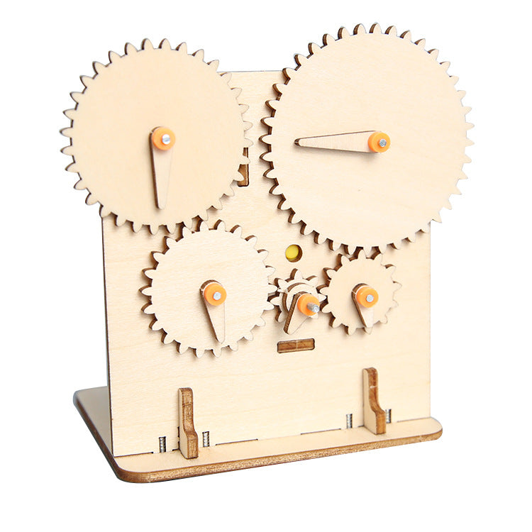 Primary school students' creative handmade inventions, technological small productions, DIY gear transmission, children's wooden assembled scientific and educational toys