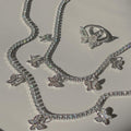 European and american cross-border e-commerce jewelry amazon hot-selling set: alloy butterfly pendant necklace, diamond-studded bracelet and ring for women