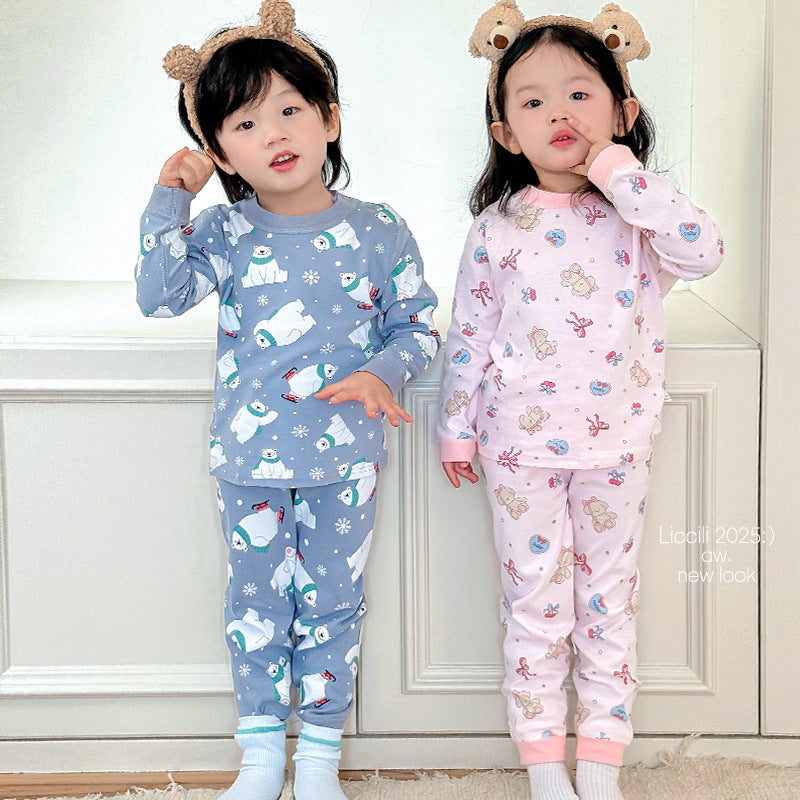Kids' fall/winter thermal underwear set - warm base layer for boys and girls, perfect for home wear (sizes for toddlers to big kids)