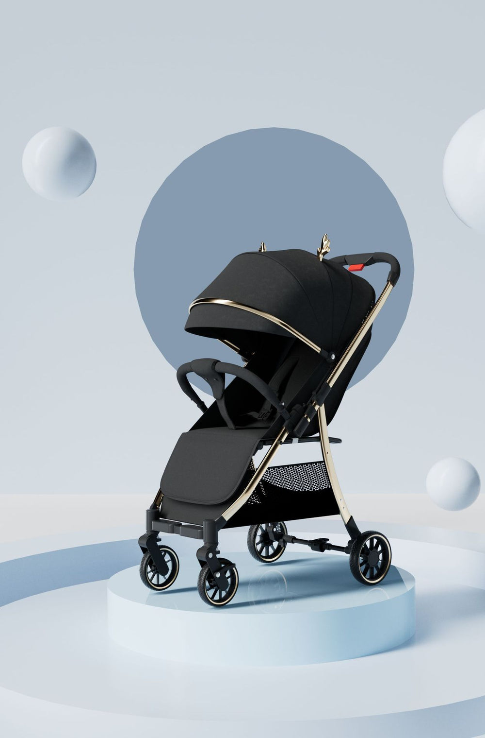 High-view two-way stroller, 0-3 years, convertible pushchair, lightweight & foldable, baby walking assistant