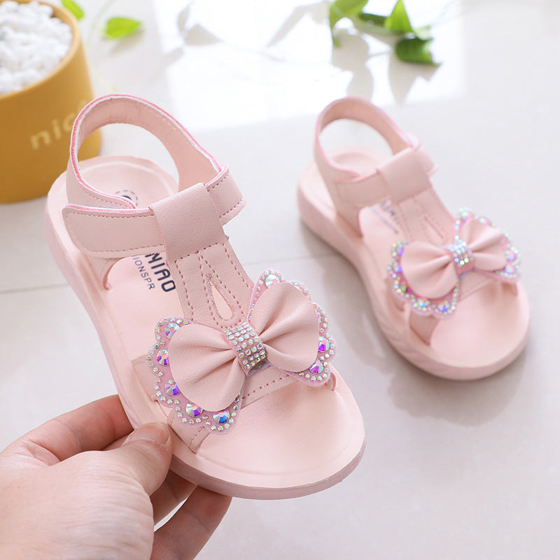 Girls sandals breathable new girls middle school and older children open-toed beach shoes 2025 soft-soled summer princess classmate